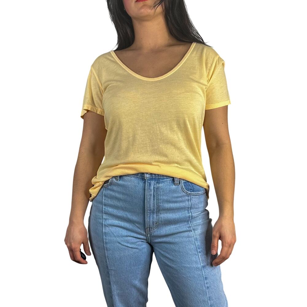 Sundry Pop Orange Scoop Neck Sheer T-Shirt
